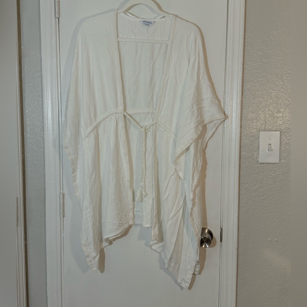 Blue Island White Open Tie Cover Up